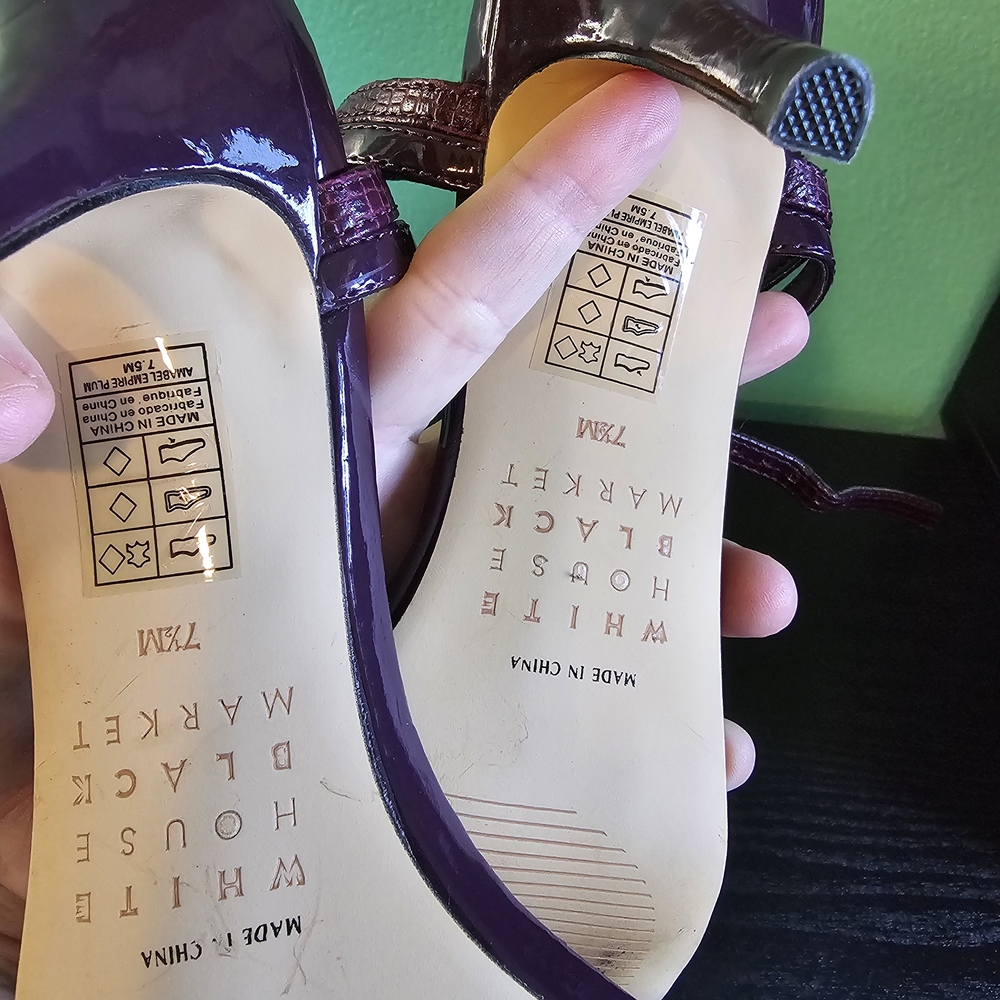 WHBM Plum Purple Sandal Texture Strappy Heels Women's Size 7.5 - Picture 9 of 14